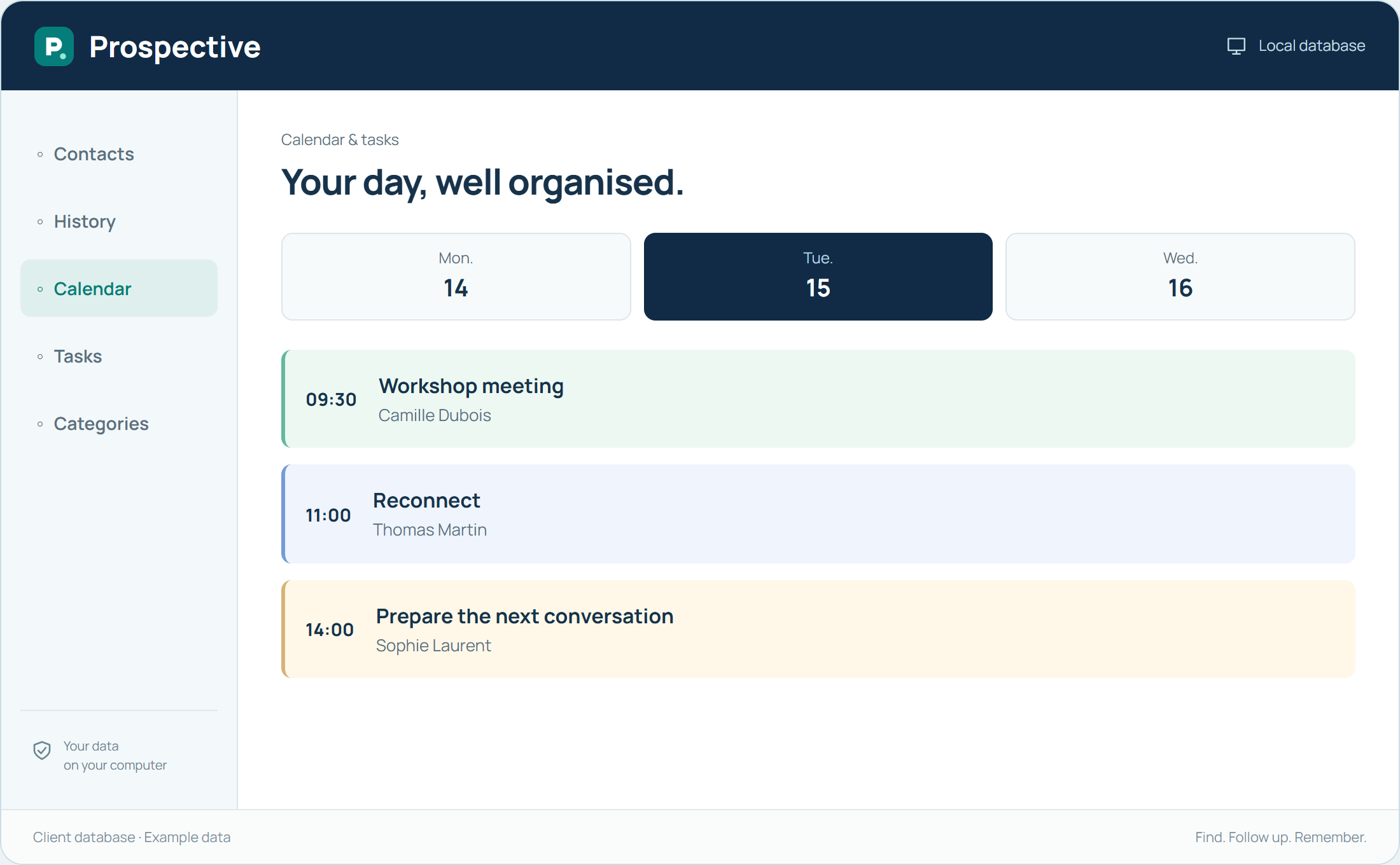 Prospective — Tasks and calendar