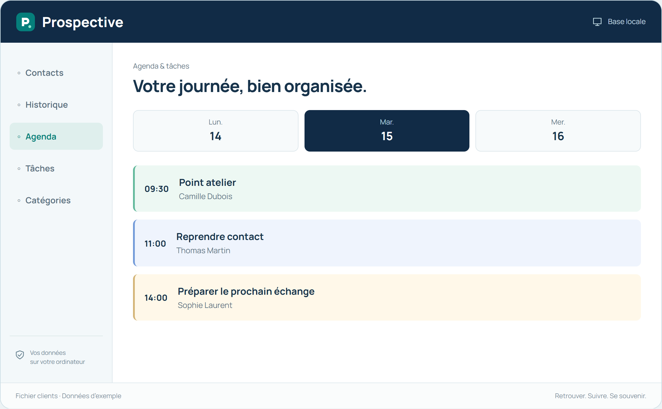 Prospective — Tâches et agenda