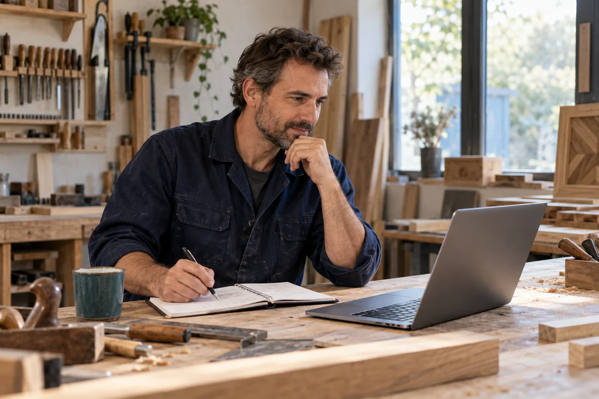 Un artisan prépare sa journée dans son atelier